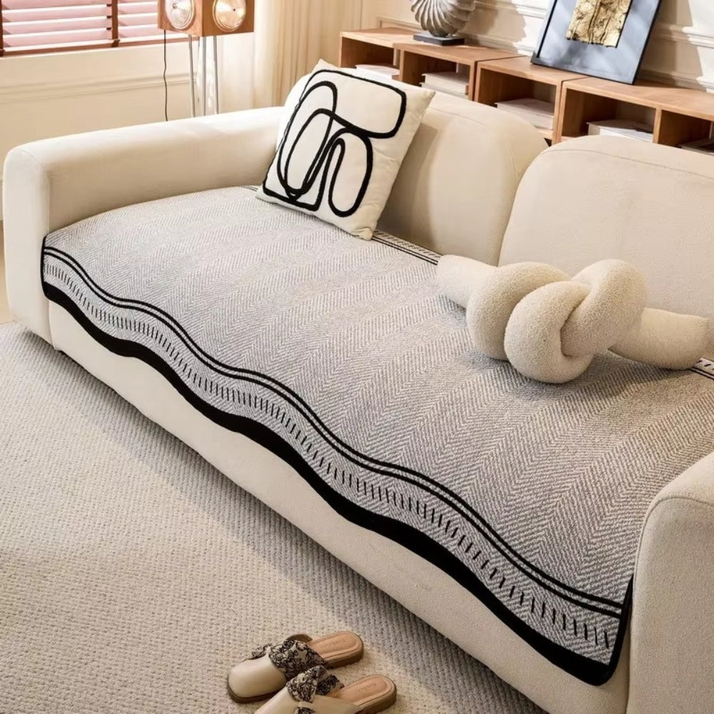Wave Pattern Sofa Cover with Anti-Slip Backing | Stays Securely in Place | Decorative Protection for Any Sofa