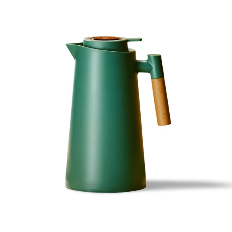 Insulated Glass Thermo Jug with Temperature Display | Wood Handle Design | Keeps Beverages at Temperature