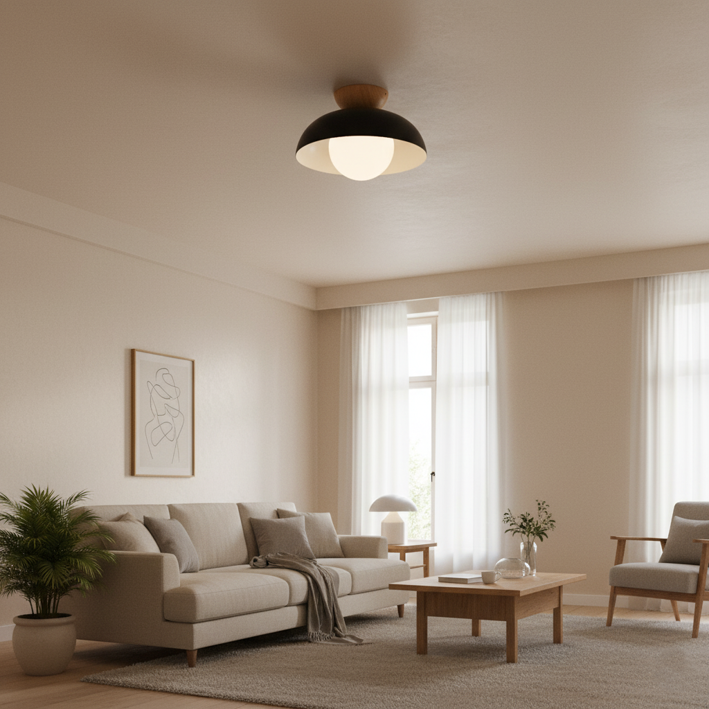 Nordic Iron Ceiling Light with Matte Finish | Focused Downward Illumination | Compatible with LED and Incandescent Bulbs