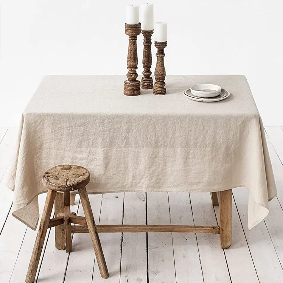 Linen Tablecloth in Six Colors | Four Rectangular Sizes from 39 to 118 Inches | Keeps a Dining Table Covered and Clean