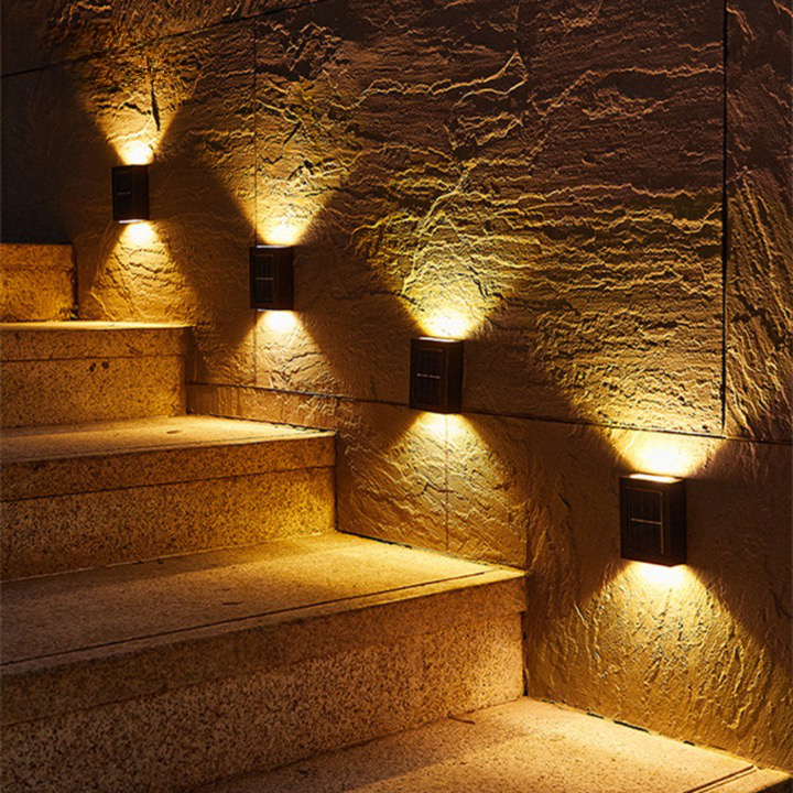 Solar LED Wall Lamp | Cordless with Automatic Dusk-to-Dawn Lighting | For Exterior Walls, Fences, and Entrances