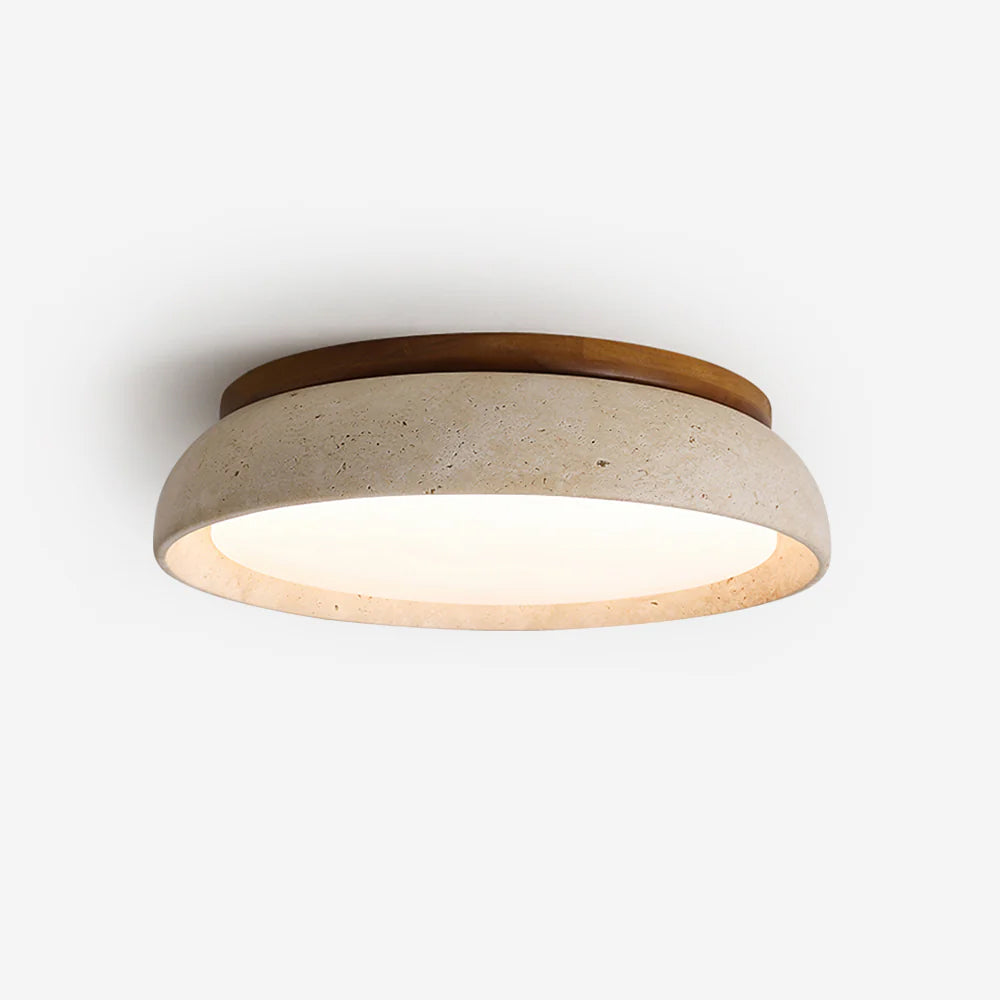 Travertine Ceiling Light with Acrylic Diffuser | High CRI 95+ Color Accuracy | Low-Profile Flush Mount for Bedrooms and Hallways