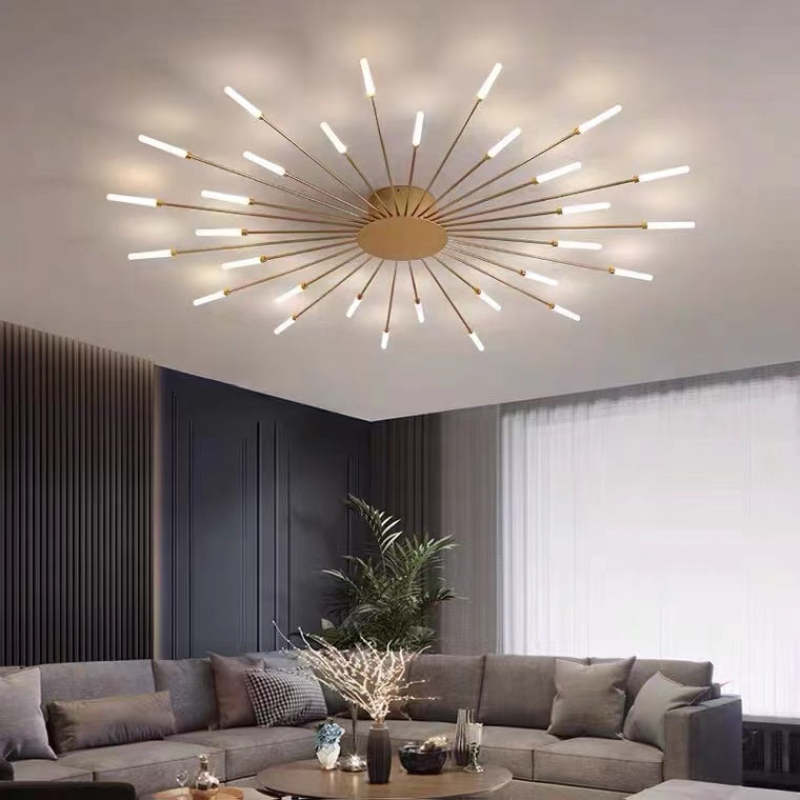 Fireworks-Style LED Ceiling Light | Multi-Arm Radiating Design | Available in Black or Gold Finishes