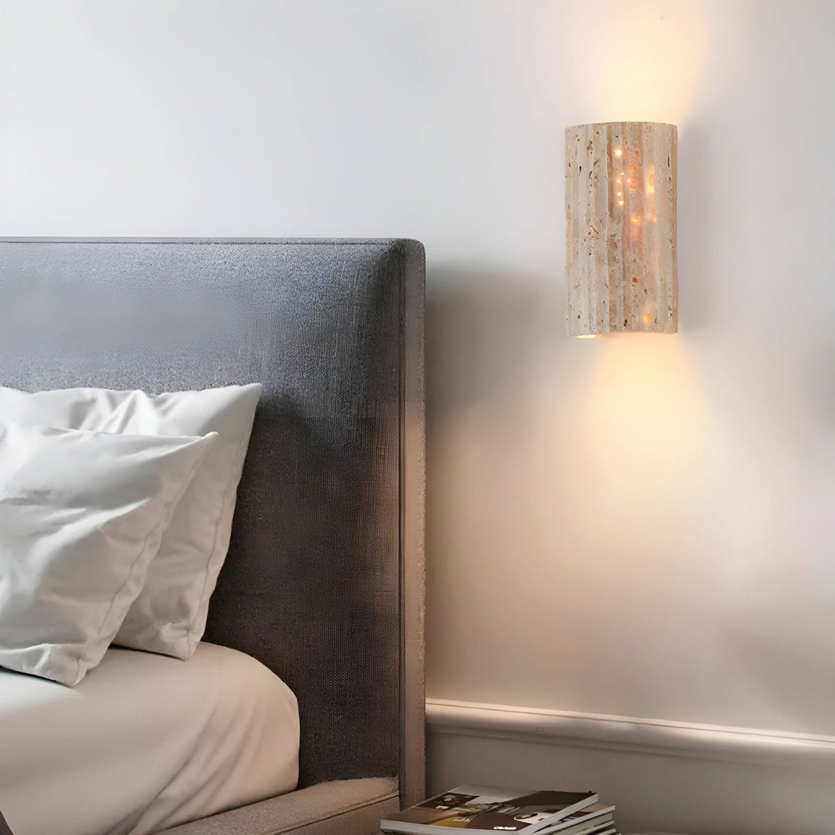 Natural Stone LED Wall Sconce | Integrated Lighting with Substantial Look | Wall-Mounted for Living Rooms and Hallways