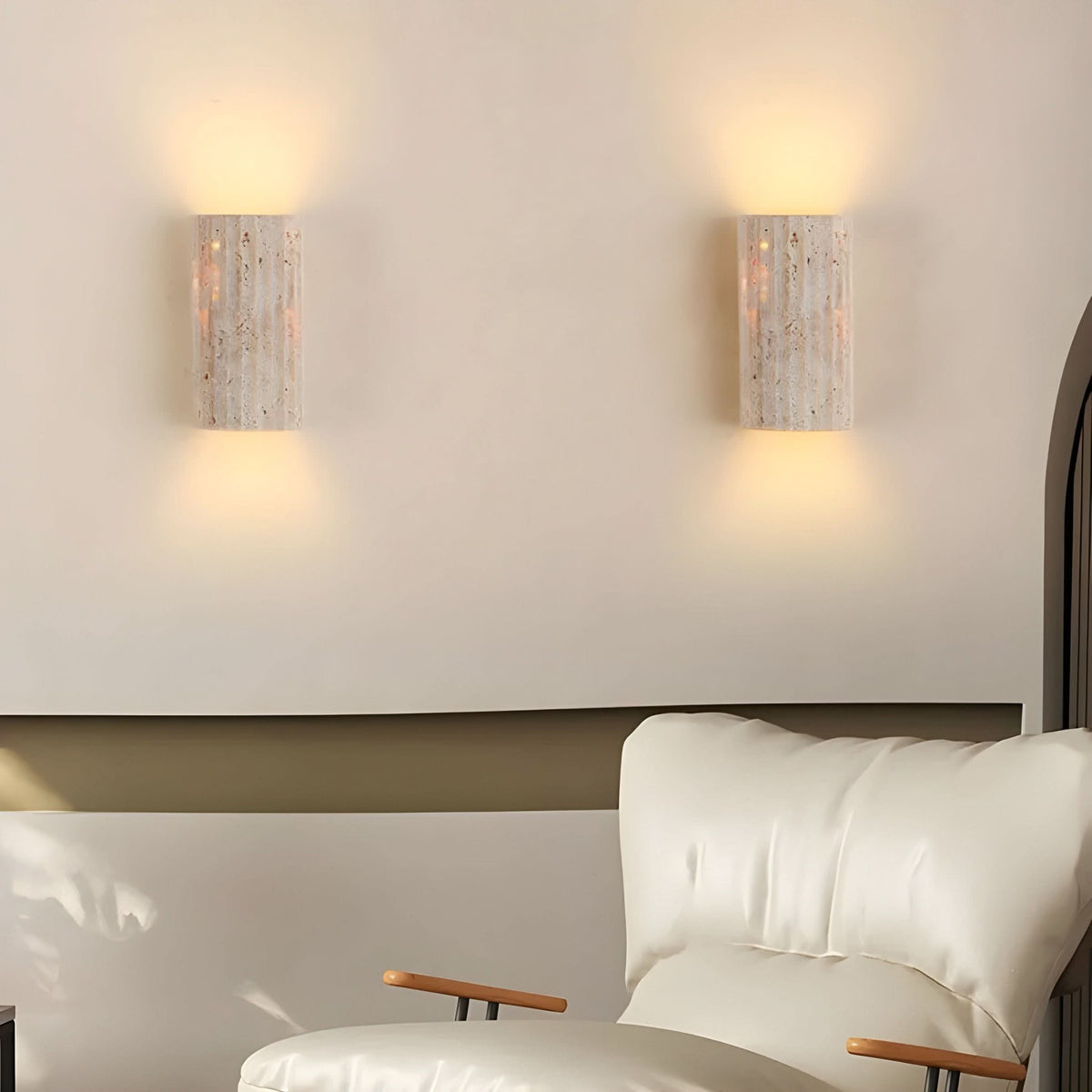 Natural Stone LED Wall Sconce | Integrated Lighting with Substantial Look | Wall-Mounted for Living Rooms and Hallways