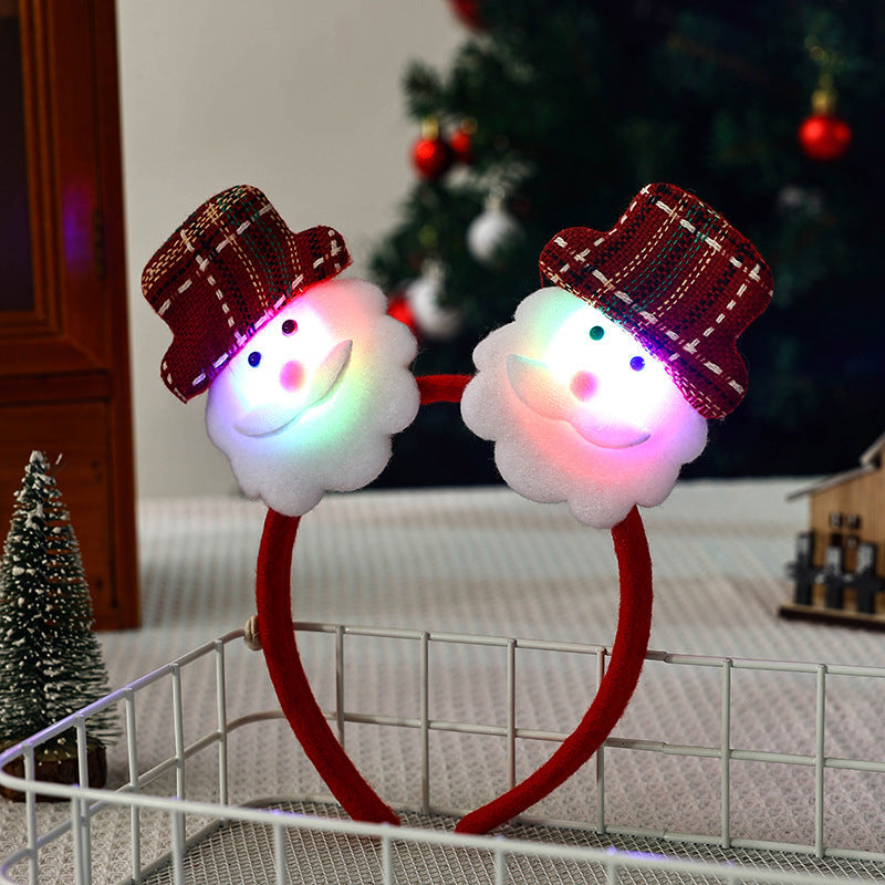 Light Up Christmas Headband with Snowman and Reindeer Ornaments