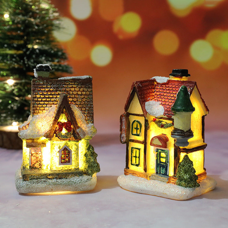 Light Up Christmas Village Houses Figurines with LED Glow