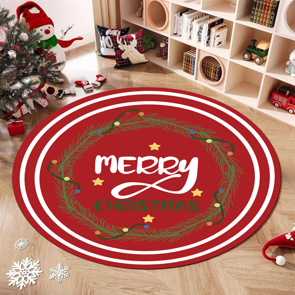 Round Christmas Area Rug with Gingerbread Holiday Designs