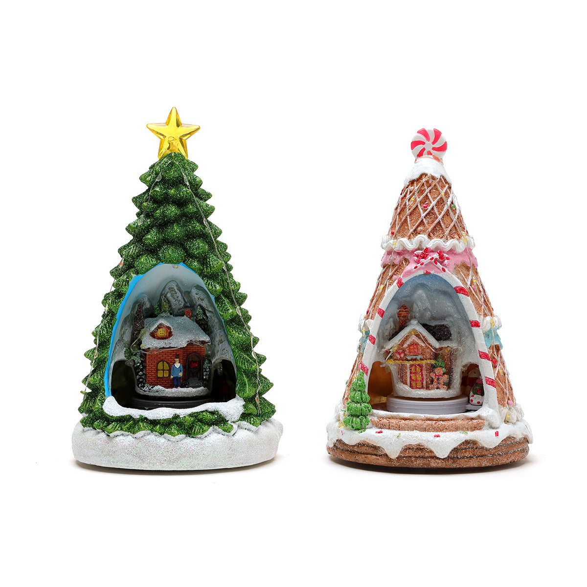 Light Up Christmas Tree Figurine with LED Lights and Village