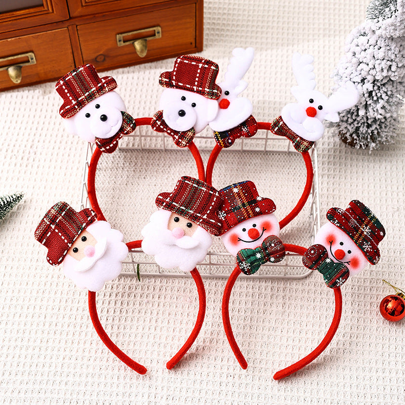 Light Up Christmas Headband with Snowman and Reindeer Ornaments