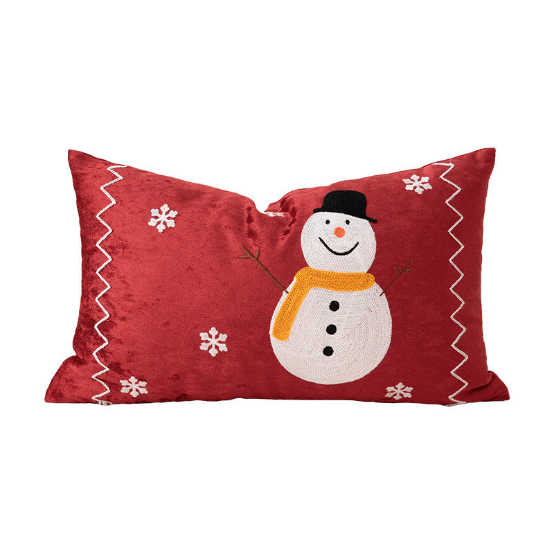Embroidered Christmas Pillow Covers with Beaded Winter Scenes