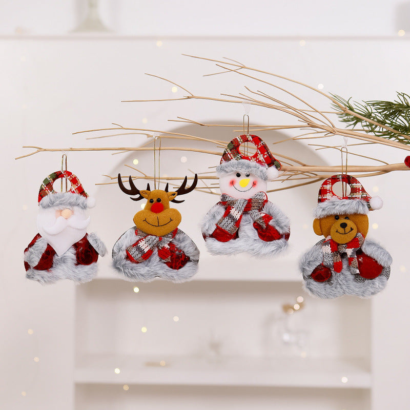Plush Fabric Christmas Tree Decorations Ornaments Hanging Set