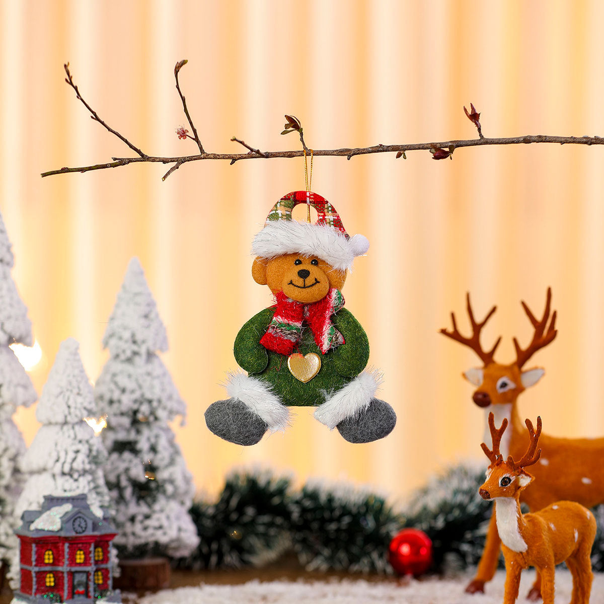 Plush Santa Ornament with Heart Accent and Festive Hat | Soft Durable Character Decor | Christmas Tree Decorations Indoor