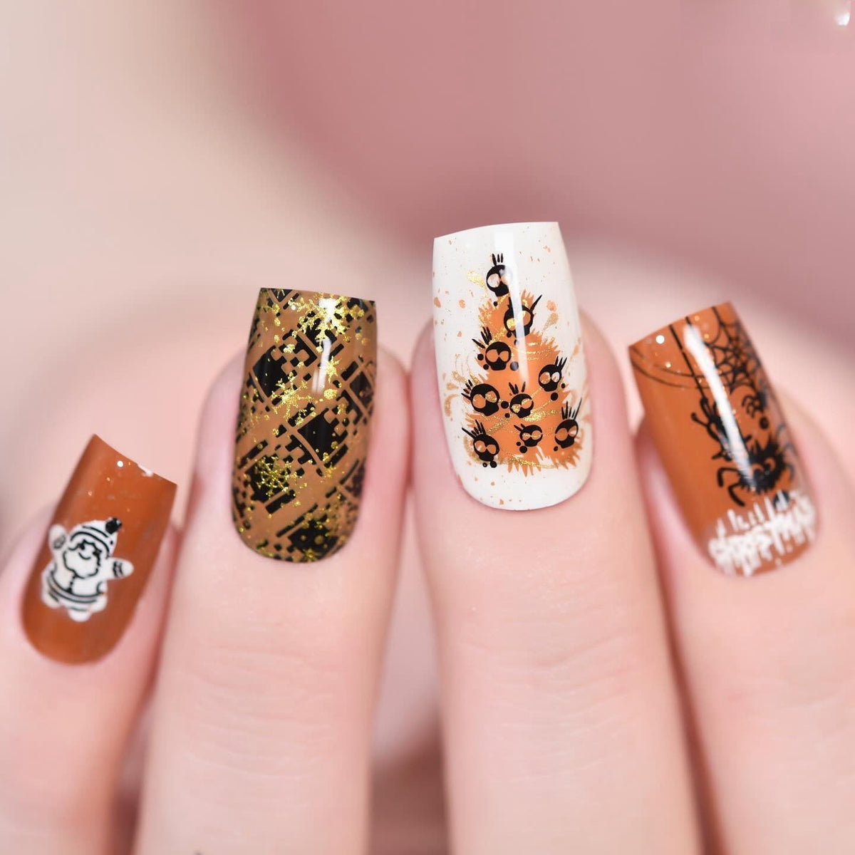 Halloween Press-On Nails | Available in Transparent, White | Glue-Free Application in Minutes for Parties and Nights Out