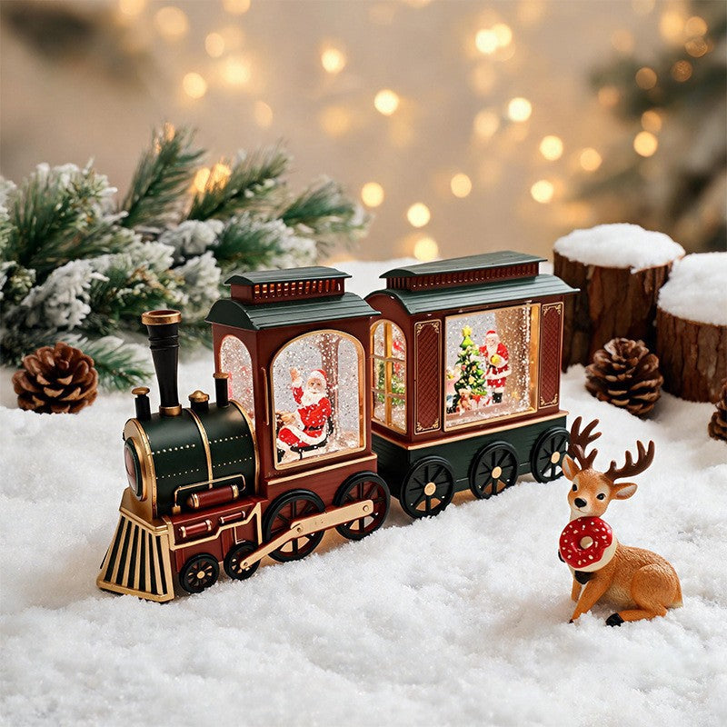 Christmas Figurines LED Lighted Holiday Train Decoration