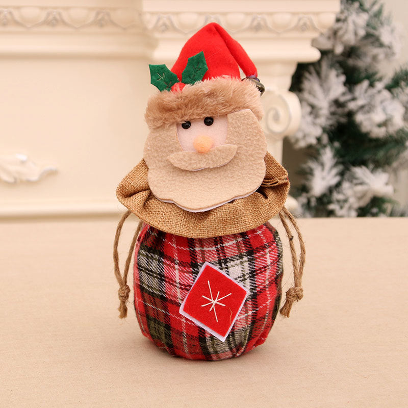 Plush Teddy Bear Christmas Gift Bag with Knit Hat and Scarf | Soft Holiday Treat Sack | Festive Tabletop Decorations