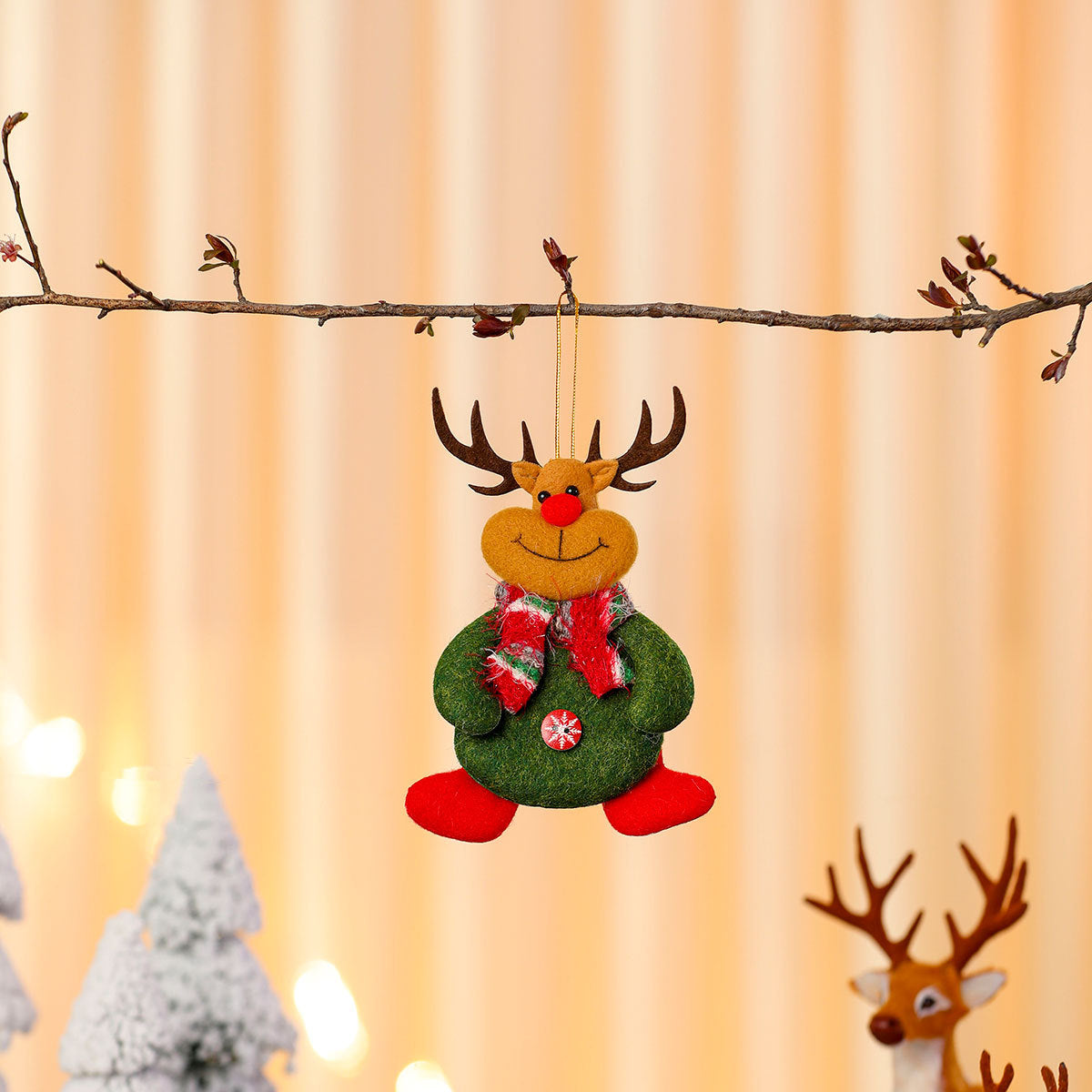 Plush Snowman Ornament with Scarf and Hat | Hanging Loop for Tree, Mantel or Gift Tag | Bright Winter Christmas Decorations