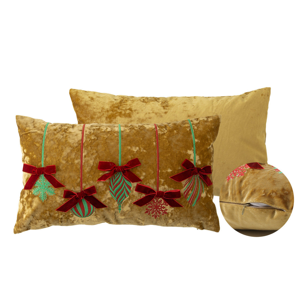 Embroidered Velvet Christmas Pillow Covers for Sofa and Bed