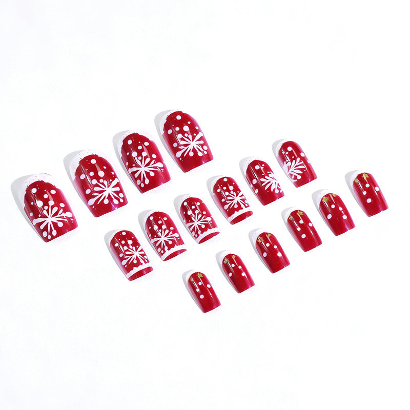 Christmas Press On Nails with Snowflake and Tree Designs