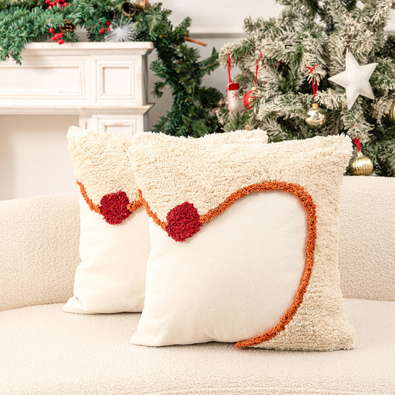 Christmas Throw Pillows Set with Tufted Holiday Tree Design
