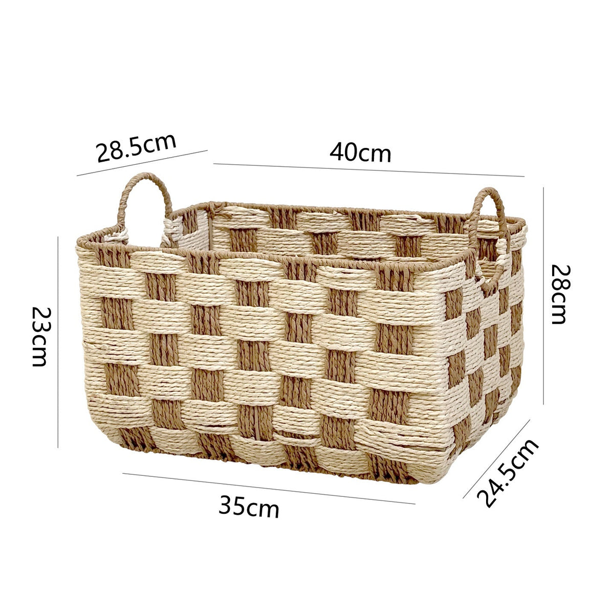 Honeycomb Weave Storage Organizer Basket with Rope Handles | Laundry and Toy Bin | 15.7 x 11 x 9 in