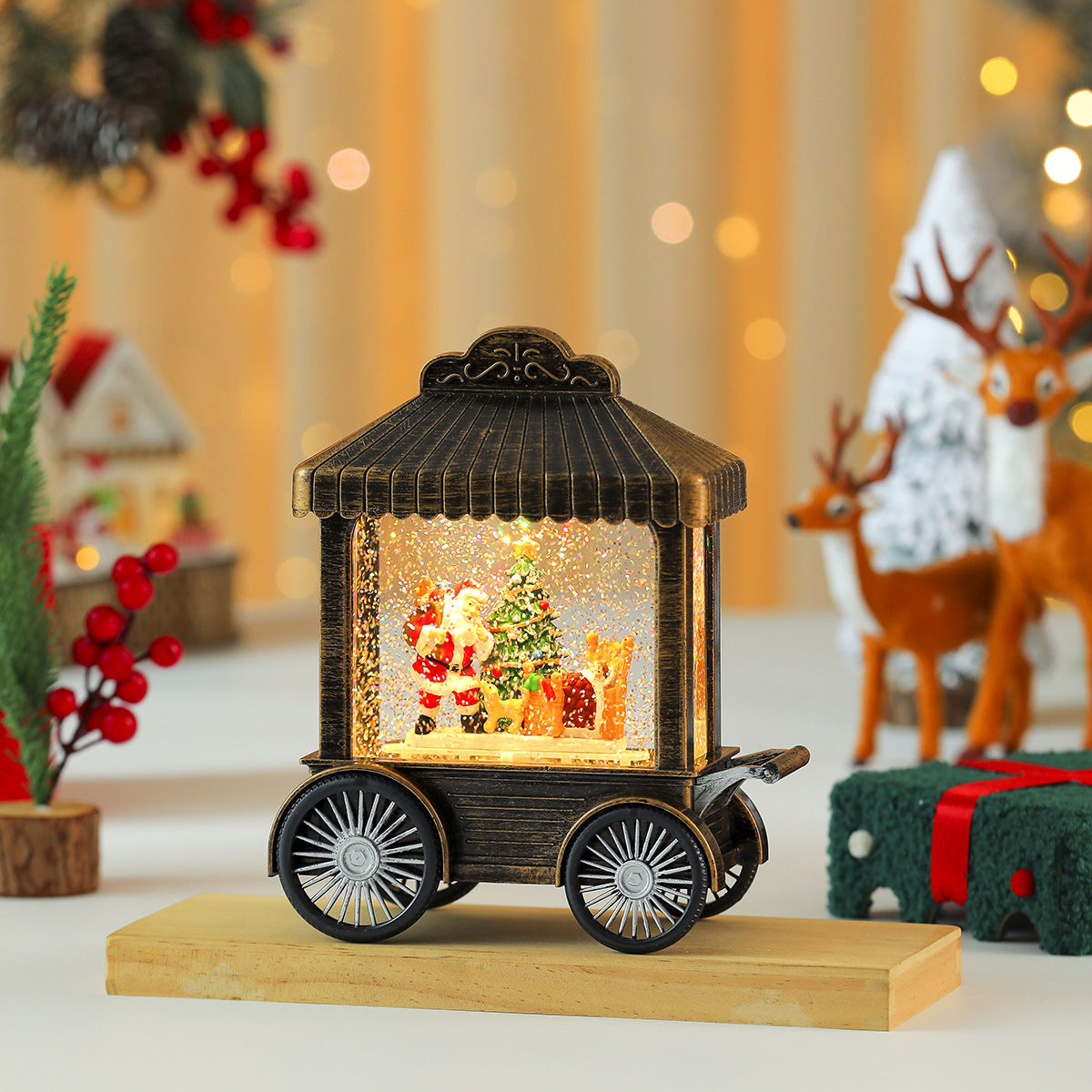 Vintage Christmas Lanterns Train Car with Music and Light
