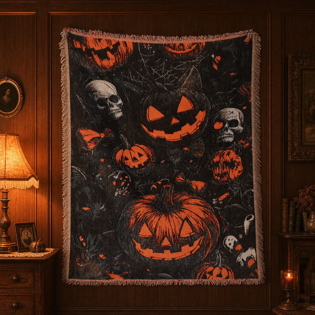 Halloween Throw Blanket | Available in Kürbis Schädel | Soft Fleece for Sofas, Beds, and Movie Nights
