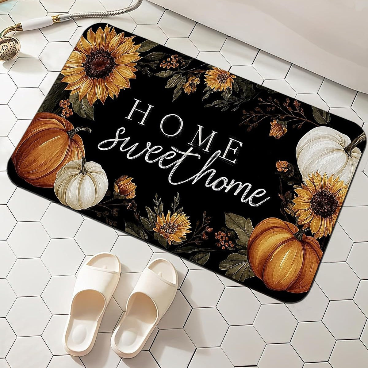 Checkerboard Bath Mat with Daisy Print and Non-Slip Backing | Hard-Wearing Surface, Easy to Wipe Clean | 11 Designs