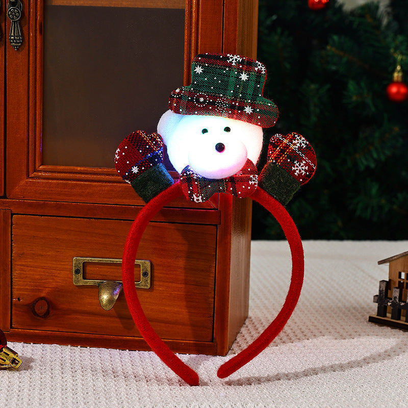 Light Up Christmas Headband with Reindeer and Santa Designs