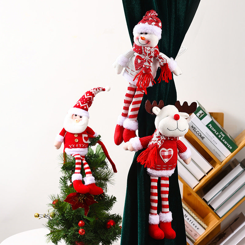 Christmas Curtain Tiebacks Plush Doll Decorations