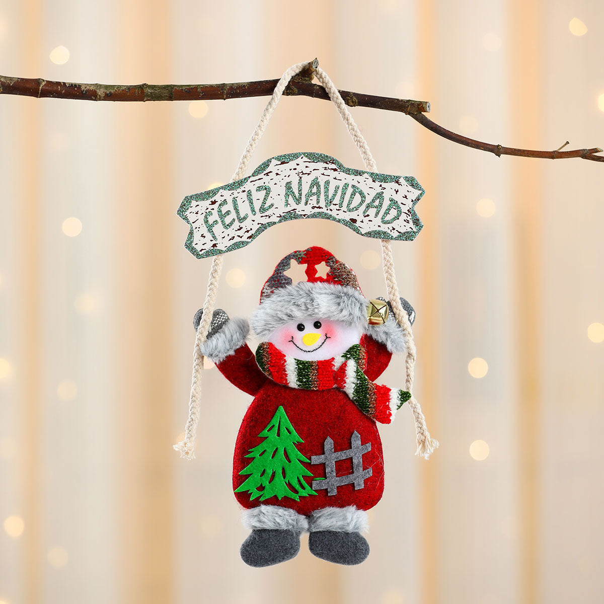 Christmas Tree Ornaments Hanging Plush Feliz Navidad Banner