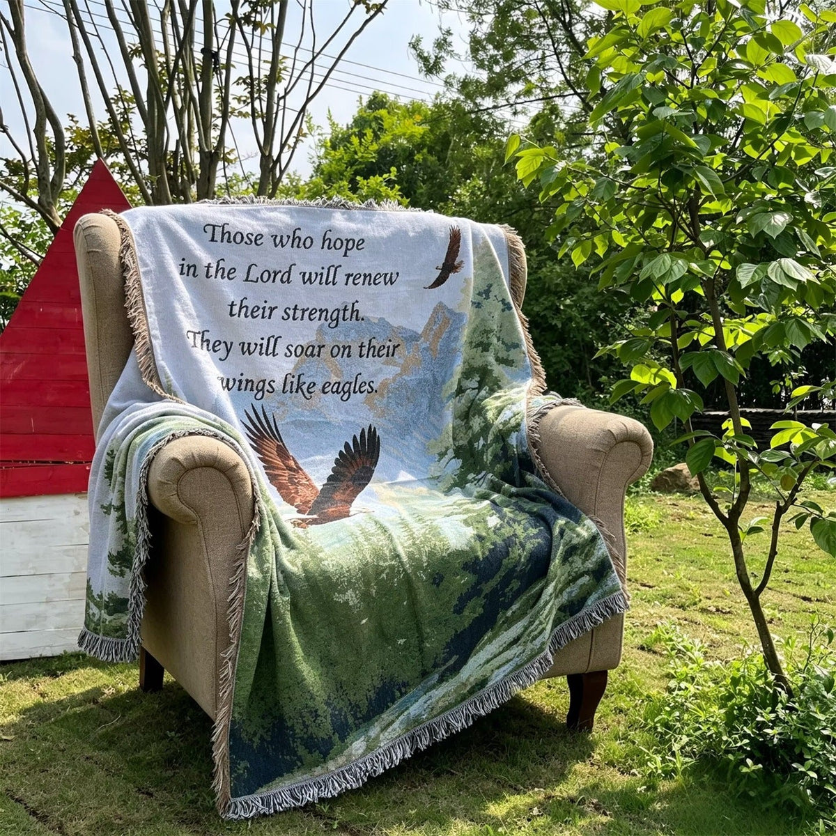 Woven Tapestry Throw with an Inspirational Verse | Wall Hangings for Living Room and Bedroom | 51 x 63 in