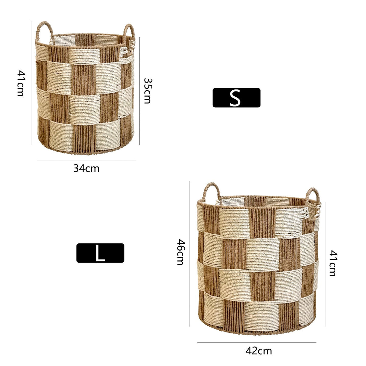 Honeycomb Weave Storage Organizer Basket with Rope Handles | Laundry and Toy Bin | 15.7 x 11 x 9 in