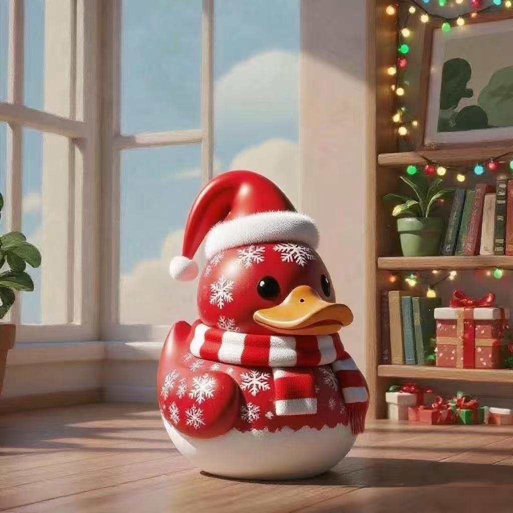 Santa Duck Figurine for Holiday Centerpieces and Shelf Display