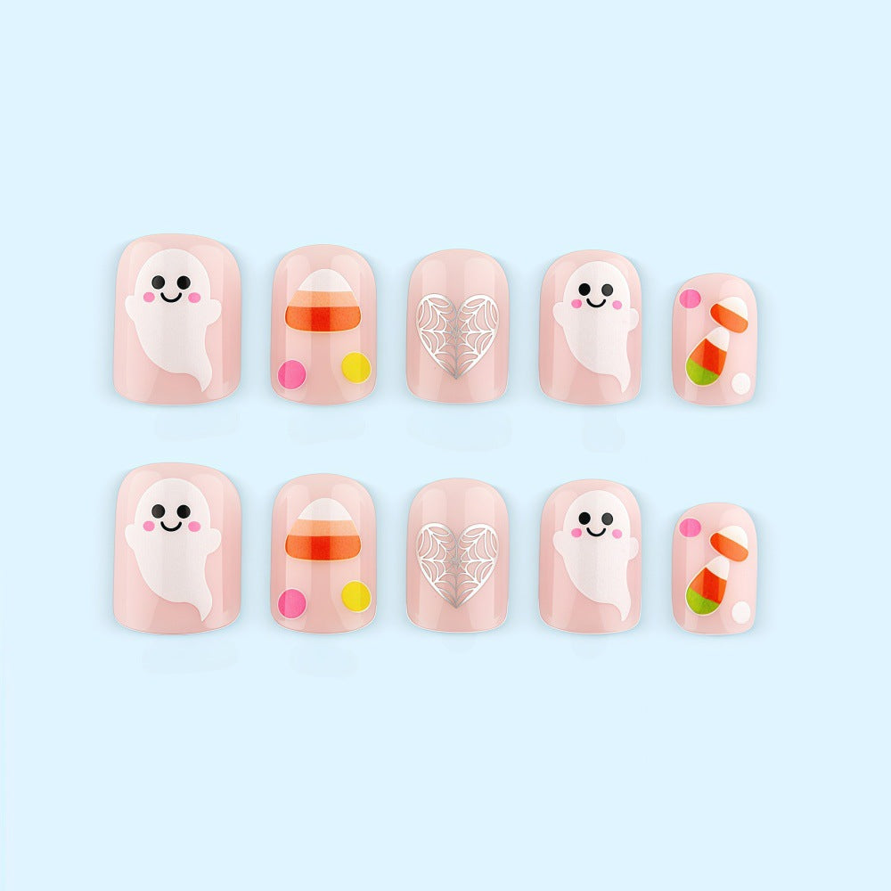 Halloween Ghost Press-On Nails | Available in Yellow | Glue-Free Application in Minutes for Parties and Nights Out