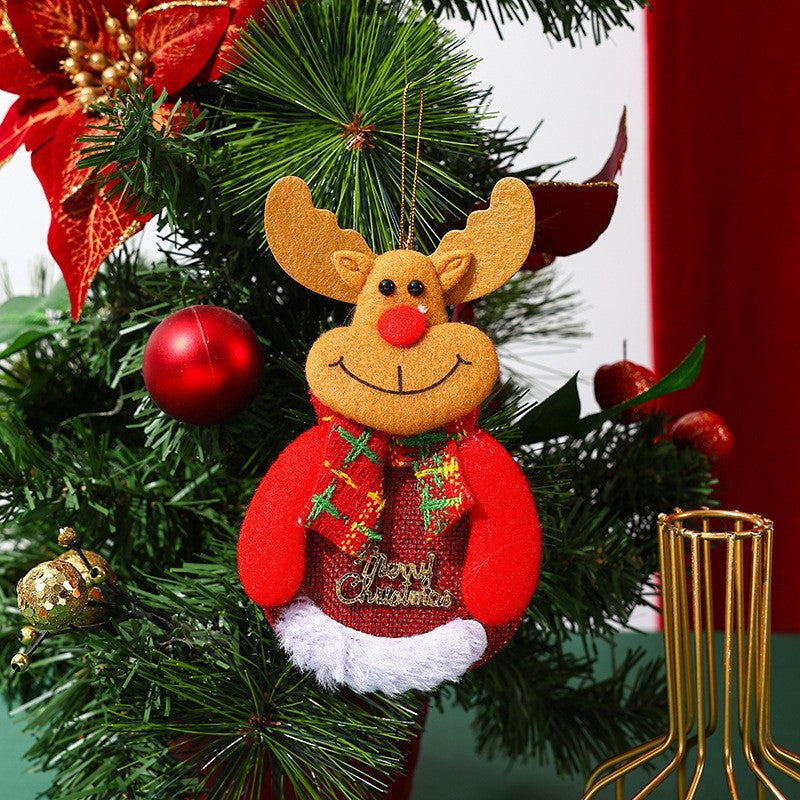 Plush Fabric Christmas Tree Decorations Ornaments Hanging Set