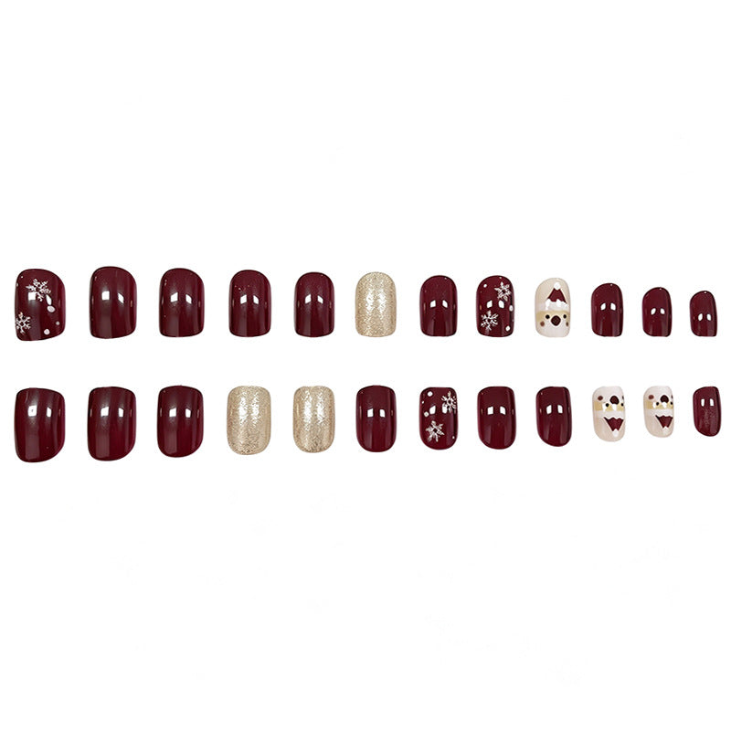 Christmas Press On Nails with Santa and Snowflake Designs