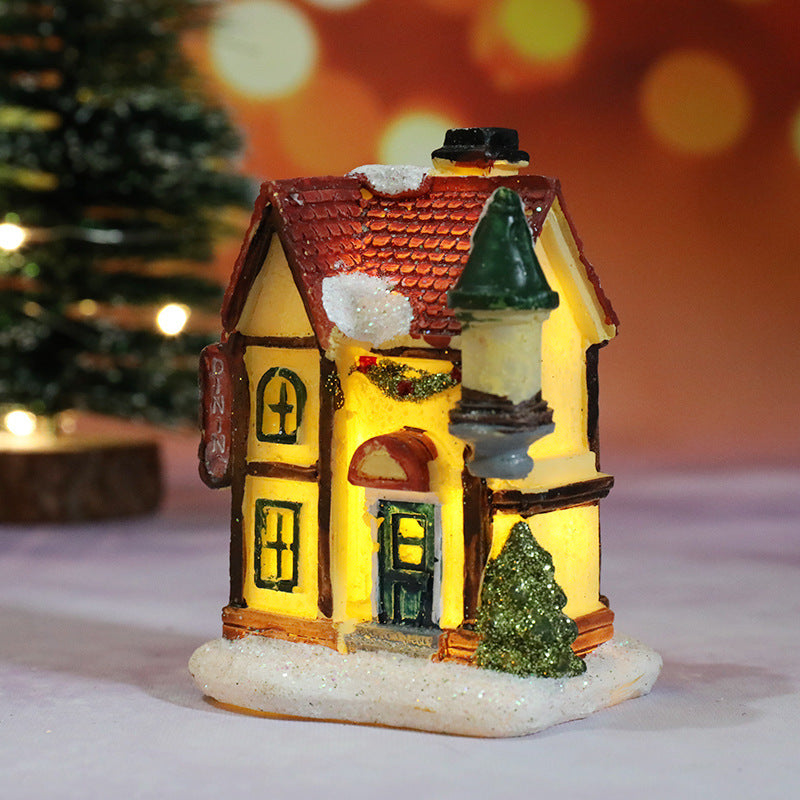 Light Up Christmas Village Houses Figurines with LED Glow
