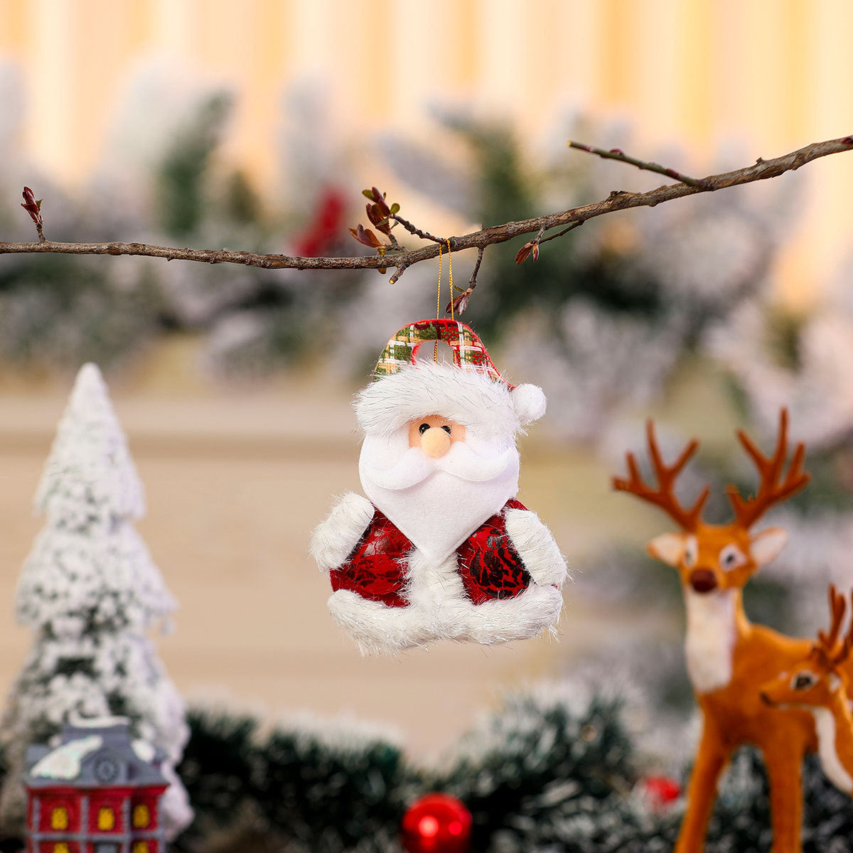 Plush Snowman Christmas Tree Ornaments with Hat and Scarf | Soft Hanging Character Decor | Indoor Holiday Decorations