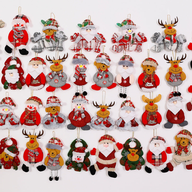 Plush Fabric Christmas Tree Decorations Ornaments Hanging Set
