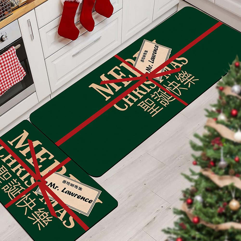 Christmas Kitchen Mat Set with Non Slip Backing, Washable
