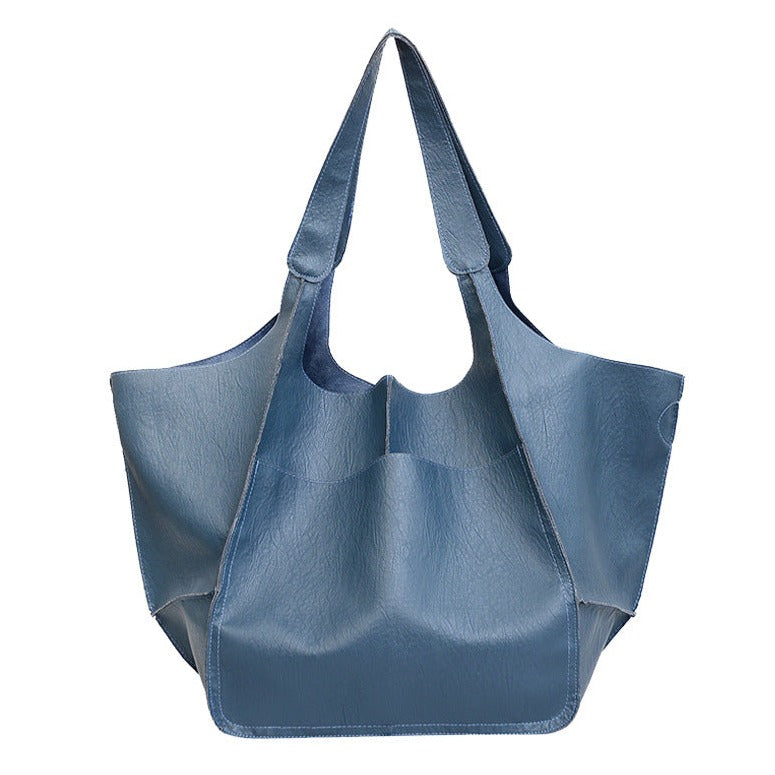 Soft Vegan Leather Tote Bag in Thirteen Colors | Lightweight Everyday Shoulder Carry with Roomy Inner Space