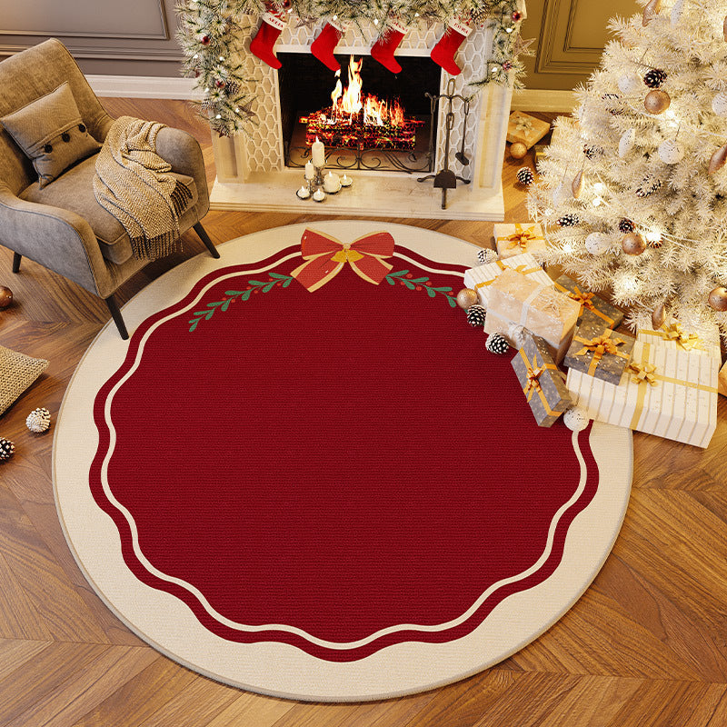 Round Christmas Area Rug with Gingerbread Holiday Designs