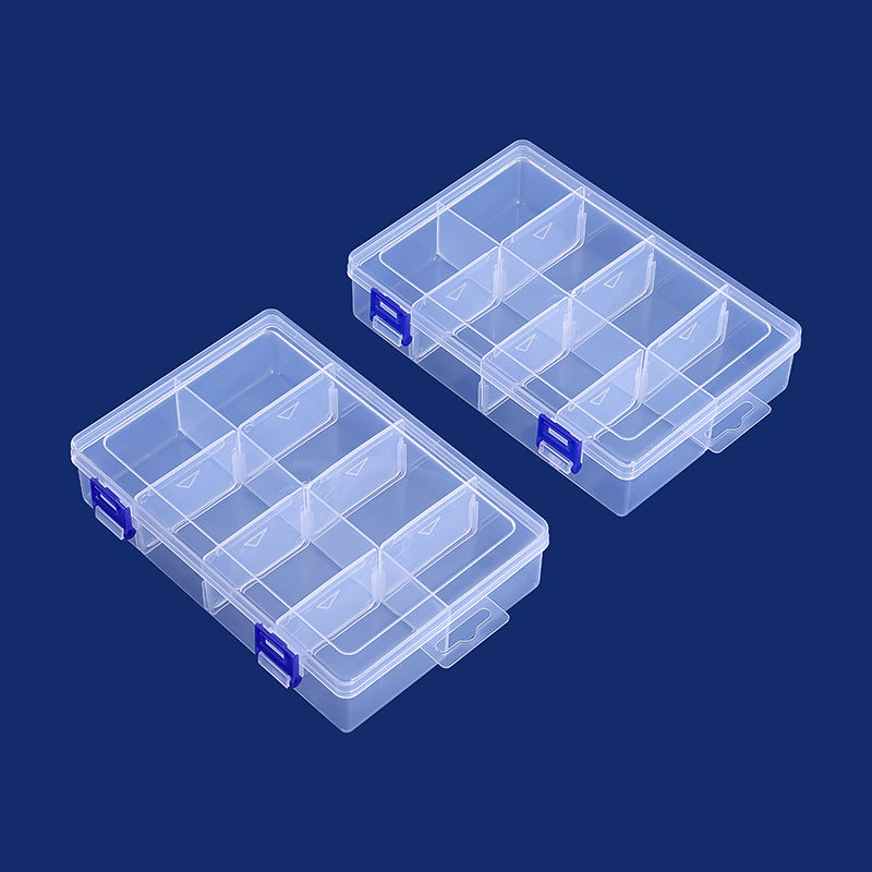Clear Bead Organizer Box with Adjustable Compartments | Latching Lid for Thread and Small Tools | 7.87 x 5.12 in