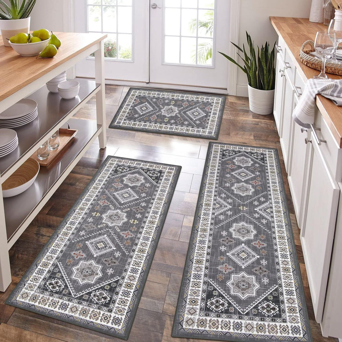 Persian Pattern Kitchen Runner Rugs with Non-Slip Backing | Cushioned Pile for Long Cooking Sessions | 8 Designs