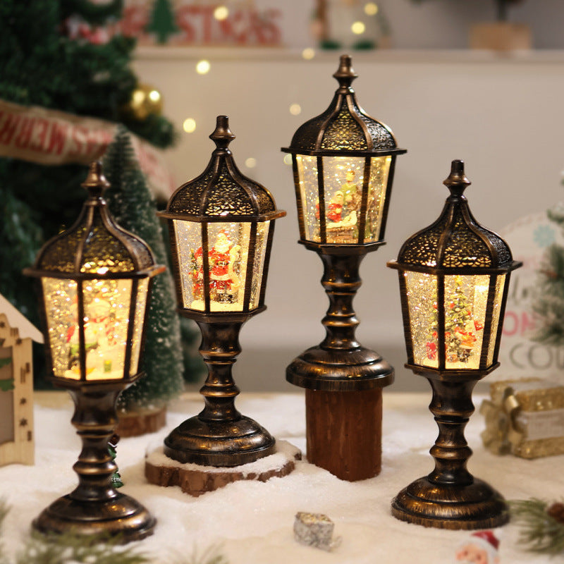 Nostalgic Christmas Lantern with LED Light and Moving Figures