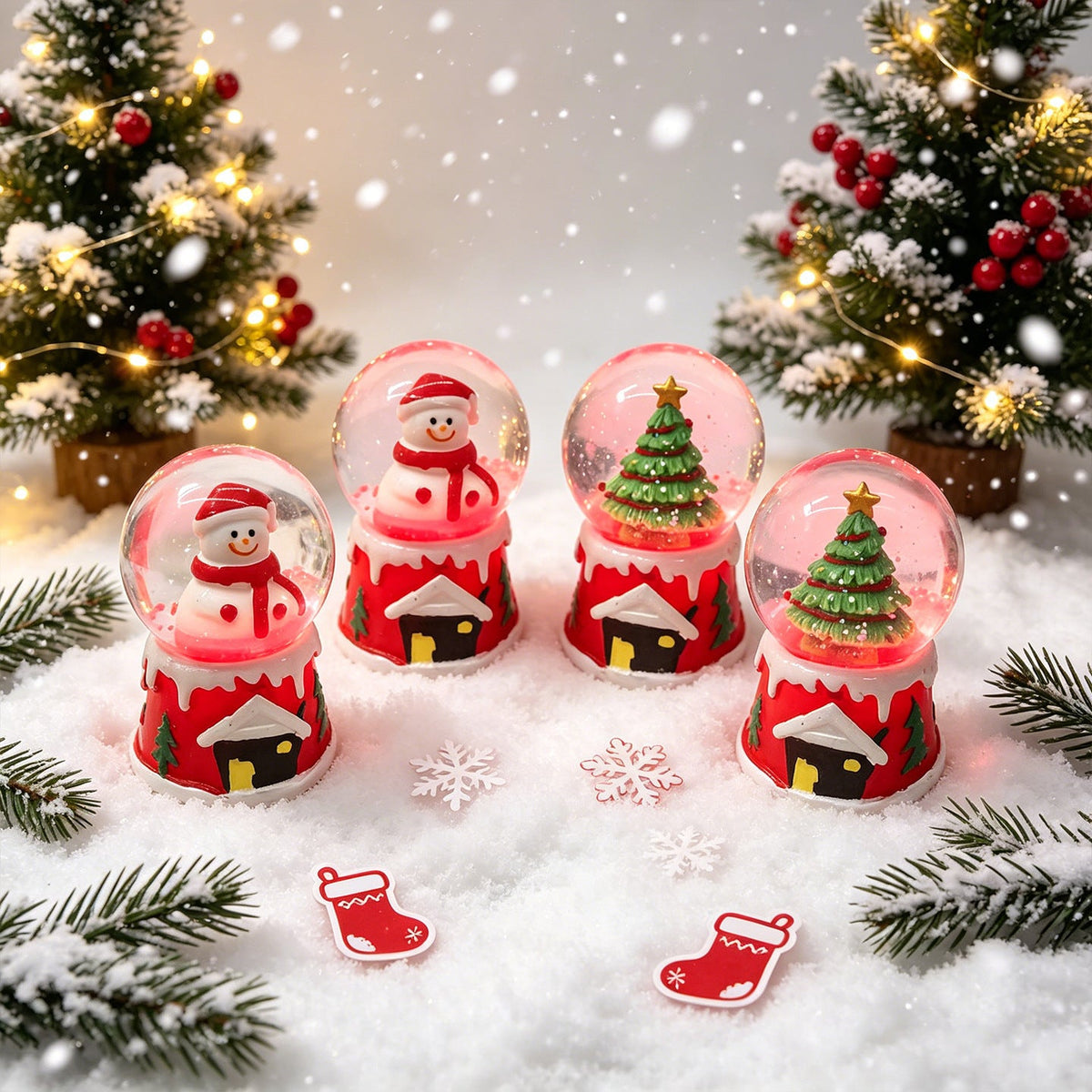 Mini Christmas Snow Globe Ornament Decorations with Santa