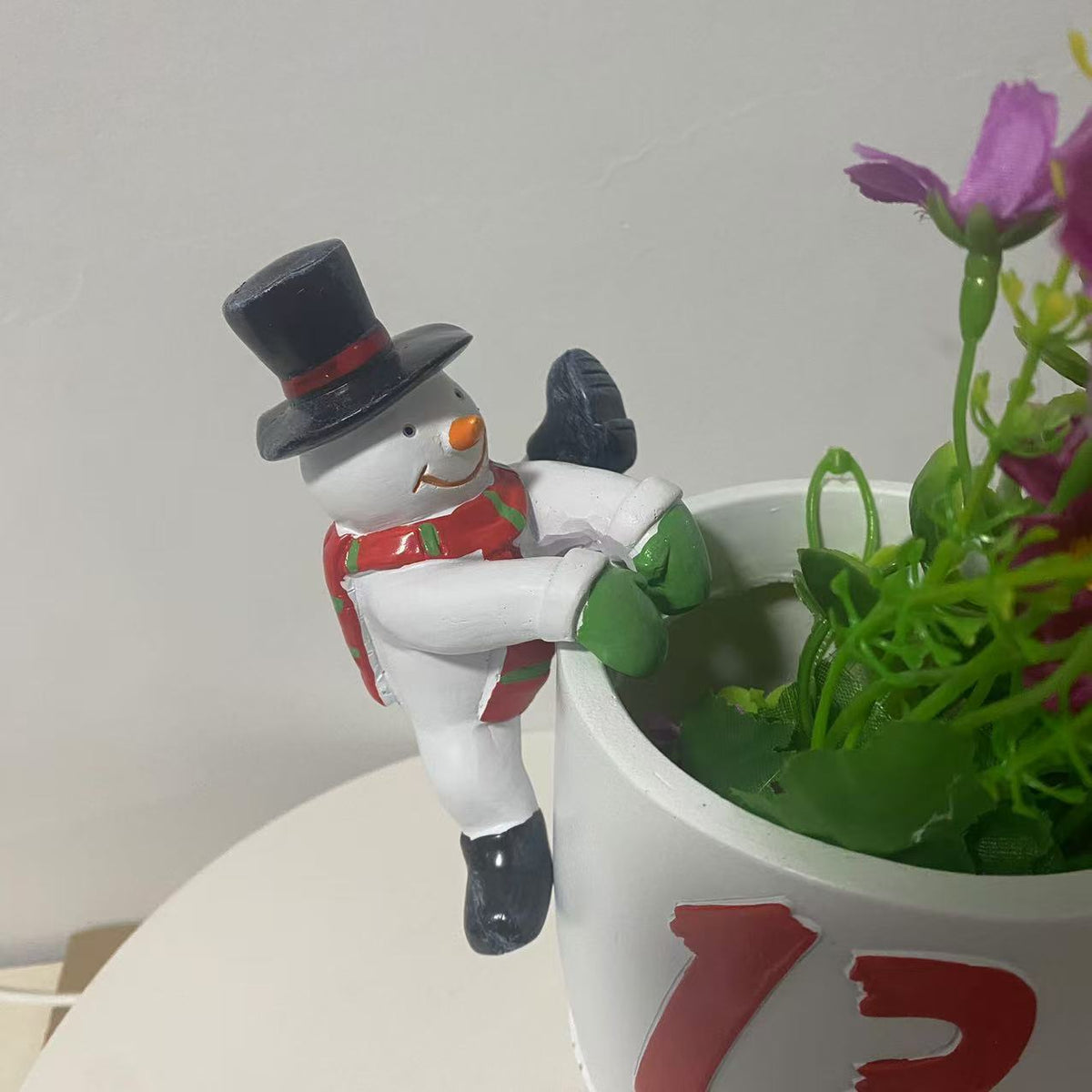 Snowman and Santa Christmas Decorations for Plant Pots