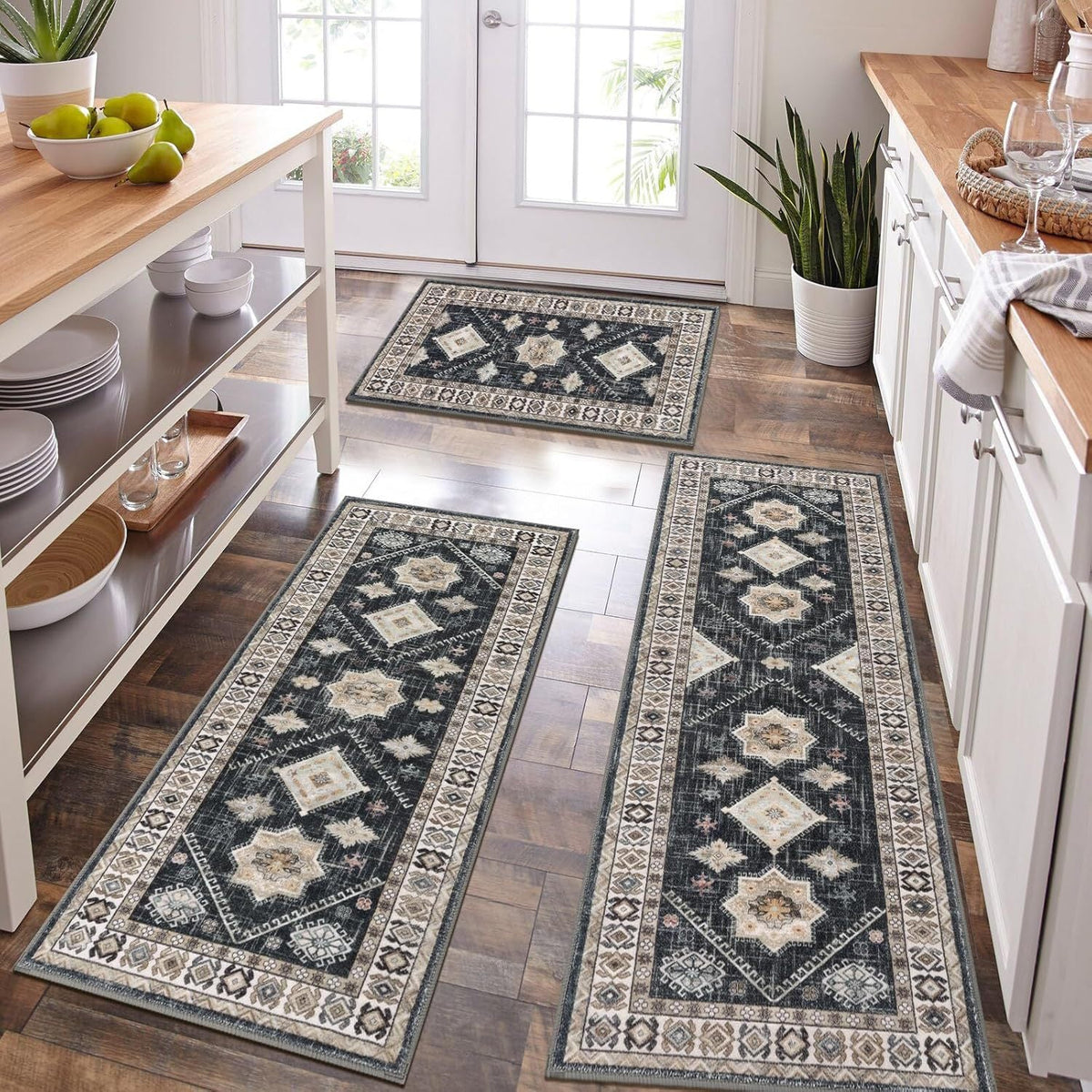 Persian Pattern Kitchen Runner Rugs with Non-Slip Backing | Cushioned Pile for Long Cooking Sessions | 8 Designs