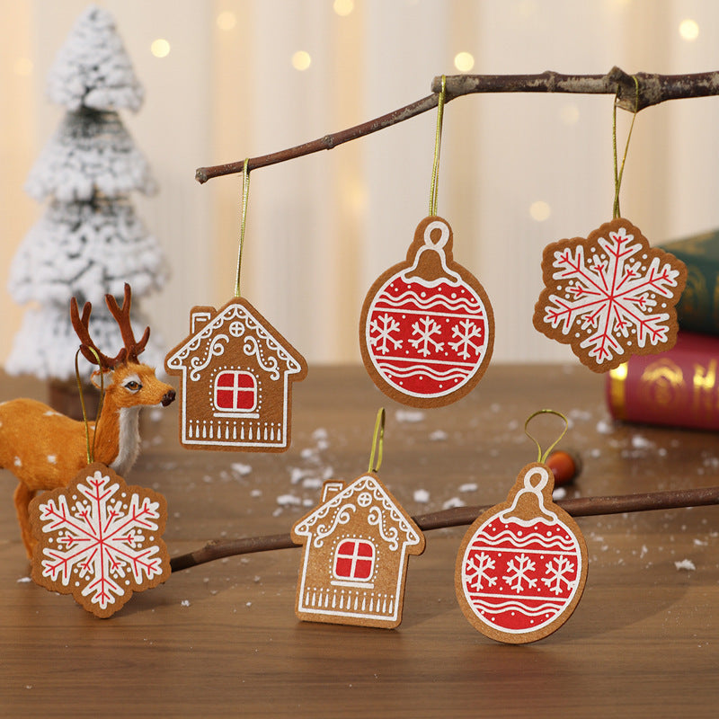 Felt Christmas Tree Ornaments Set with Hanging Loops